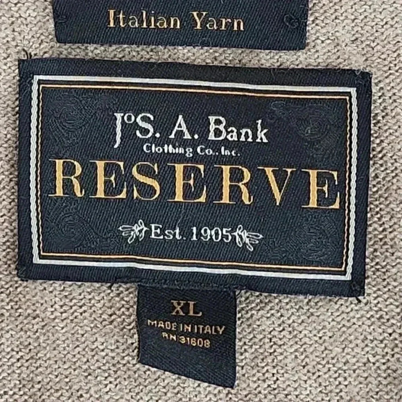 Jos.A Banks Wool Cashmere Blend V Neck Pull over Men's Sweater *Italy * XL - Picture 5 of 8